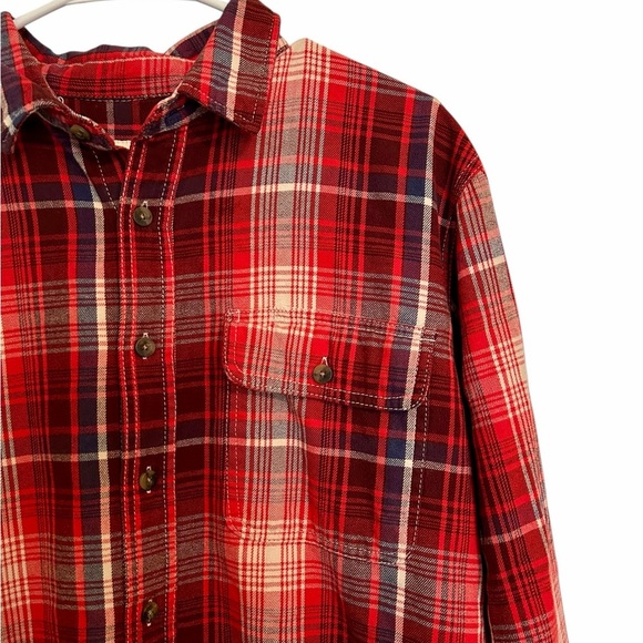 Old Mill Men’s Red Plaid Heavyweight Shirt Size Large‎ Outdoors Hiking Camping - Picture 1 of 3